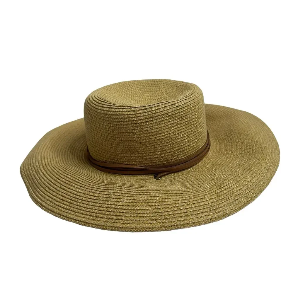SLOGGERS Tan Braided Womens Sun Hat UPF 50+ Size: 57-58cm Brown Wide Brim